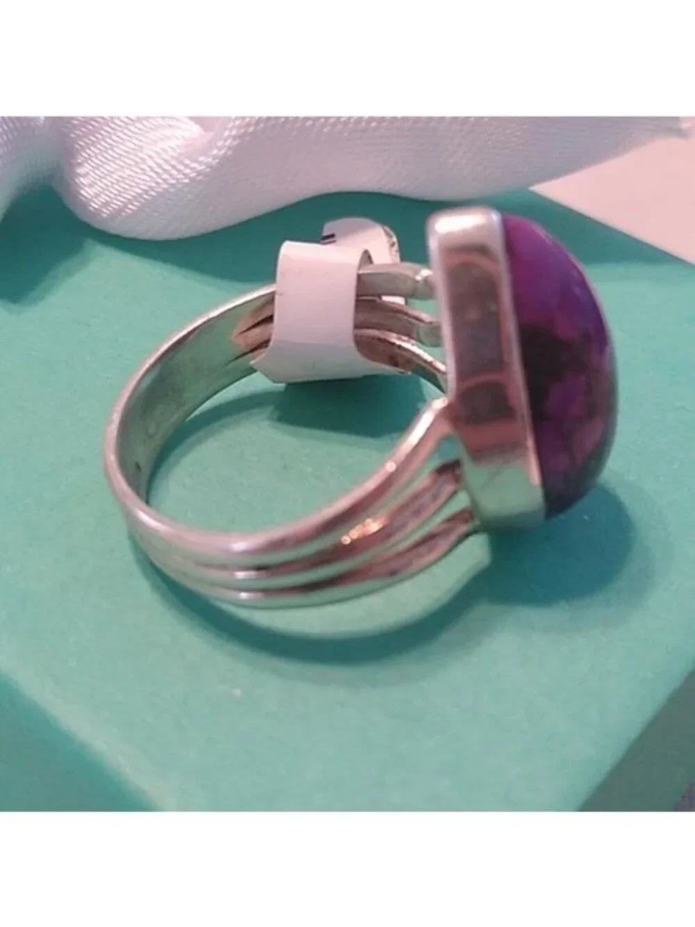 Mojave Purple Turquoise + Sterling Silver Teardrop Ring, Size 8